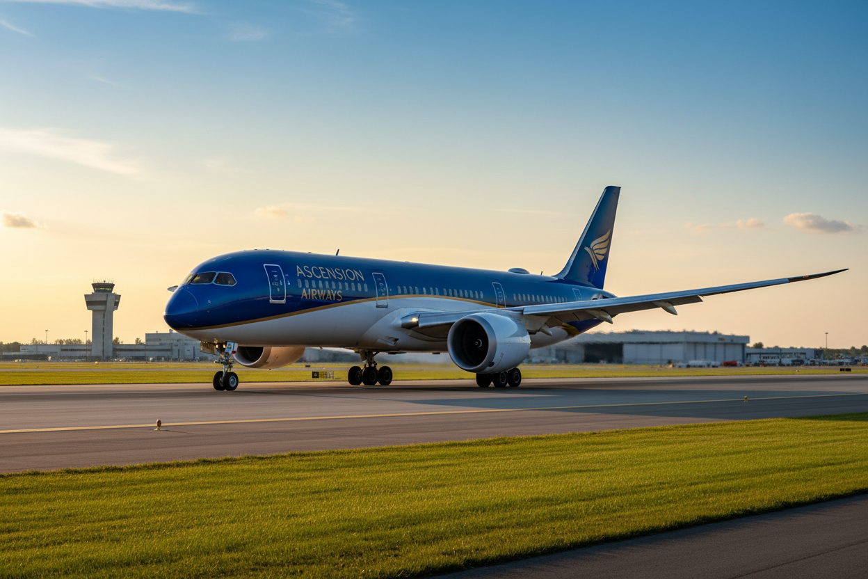 a premium aviation image with an aircraft landed on the ground taxis on the run way